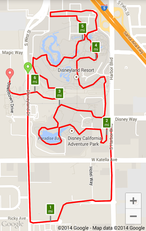 disneyland 10k course map