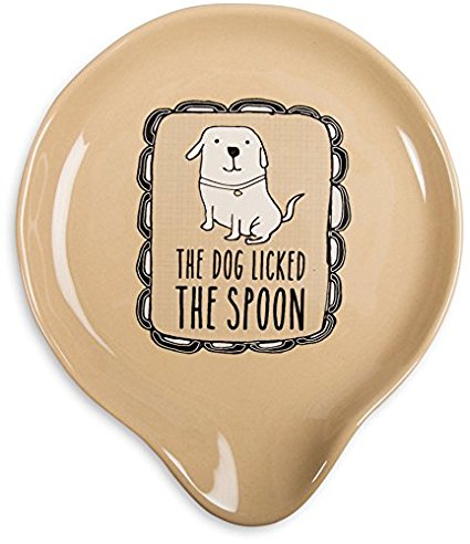 "The Dog Licked The Spoon" Ceramic Spoon Rest