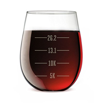 Runner's Measurements Engraved Stemless Wine Glass